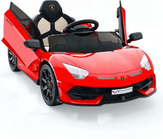 Detské elektrické autíčko Lamborghini, s LED svetlometmi, červené